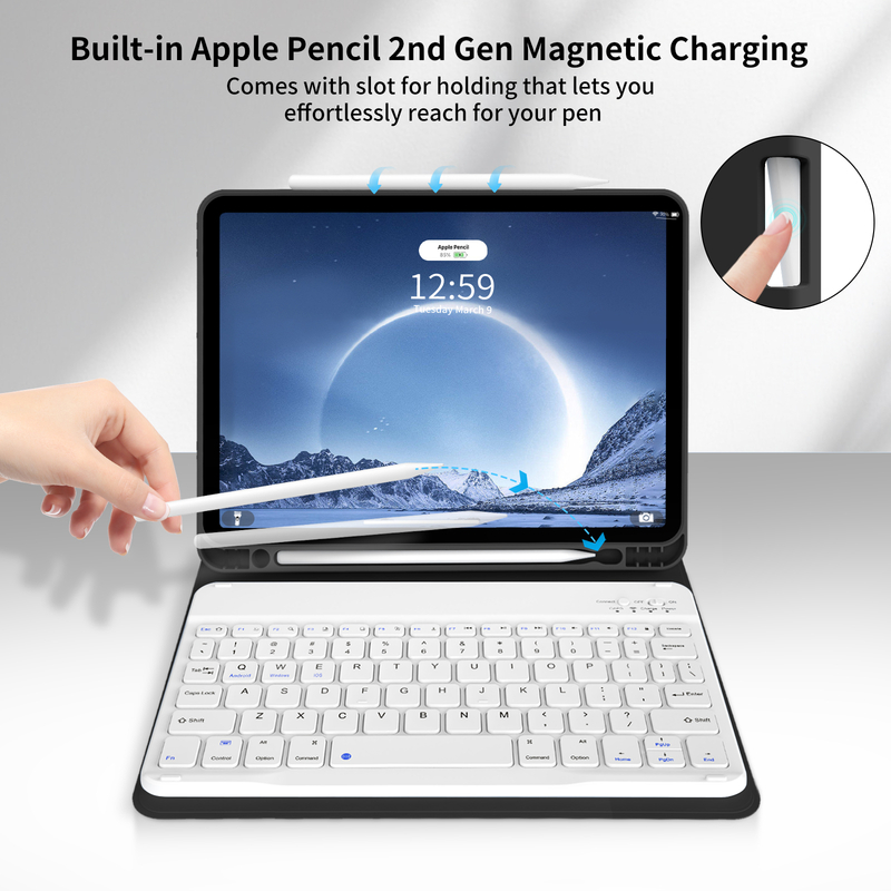 High quality Pu Leather Cover Shockproof Magnetic with keyboard Tablet case For iPad 4/5/6th generation 10.9 inch