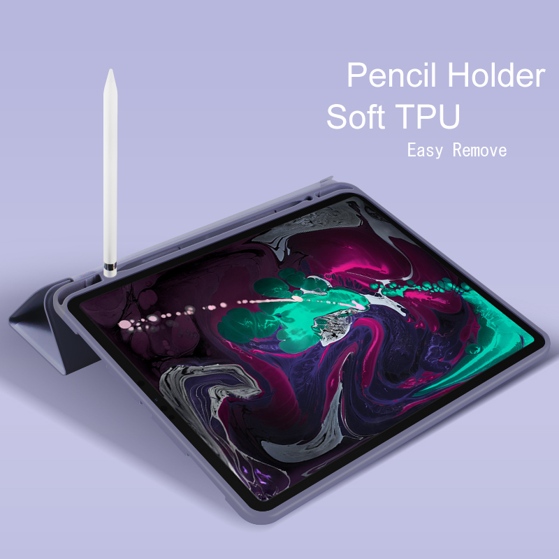 2020 New Soft TPU Back For ipad 12.9 Case with Pencil Holder