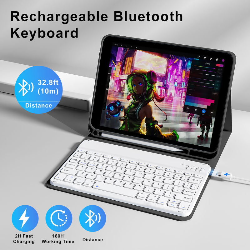 High quality Pu Leather Cover Shockproof Magnetic with keyboard Tablet case For iPad 10th generation 10.9 inch