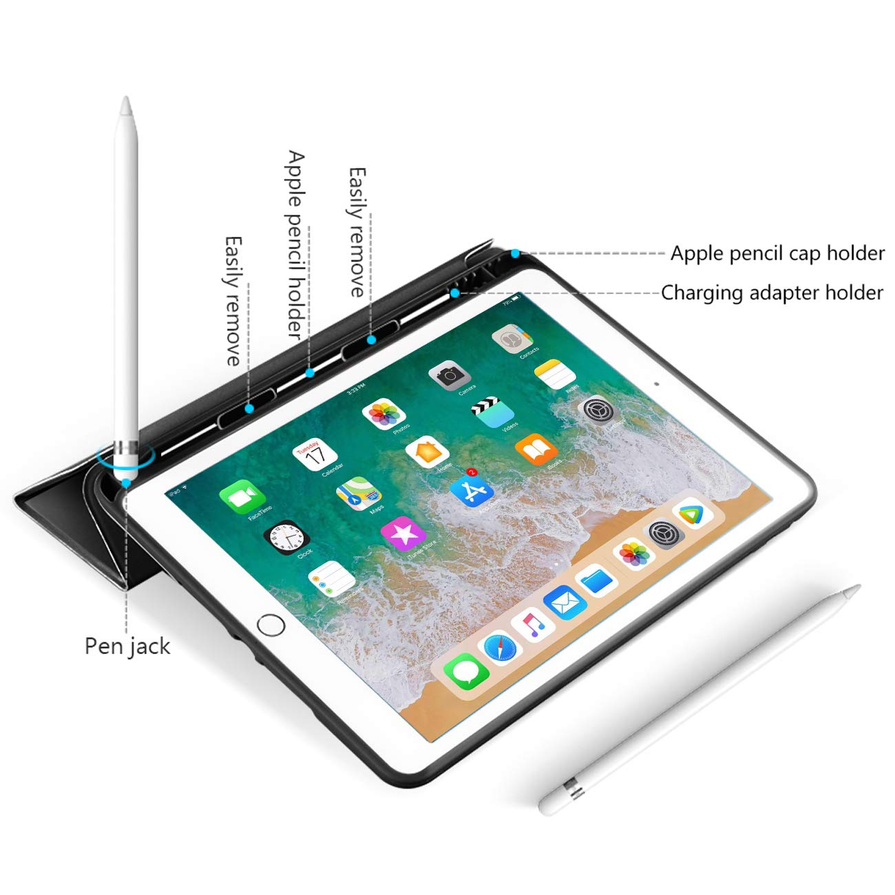 Lightweight Durable Tablet Case With Pencil Slot Cover For iPad 9.7 Inch Case 2018