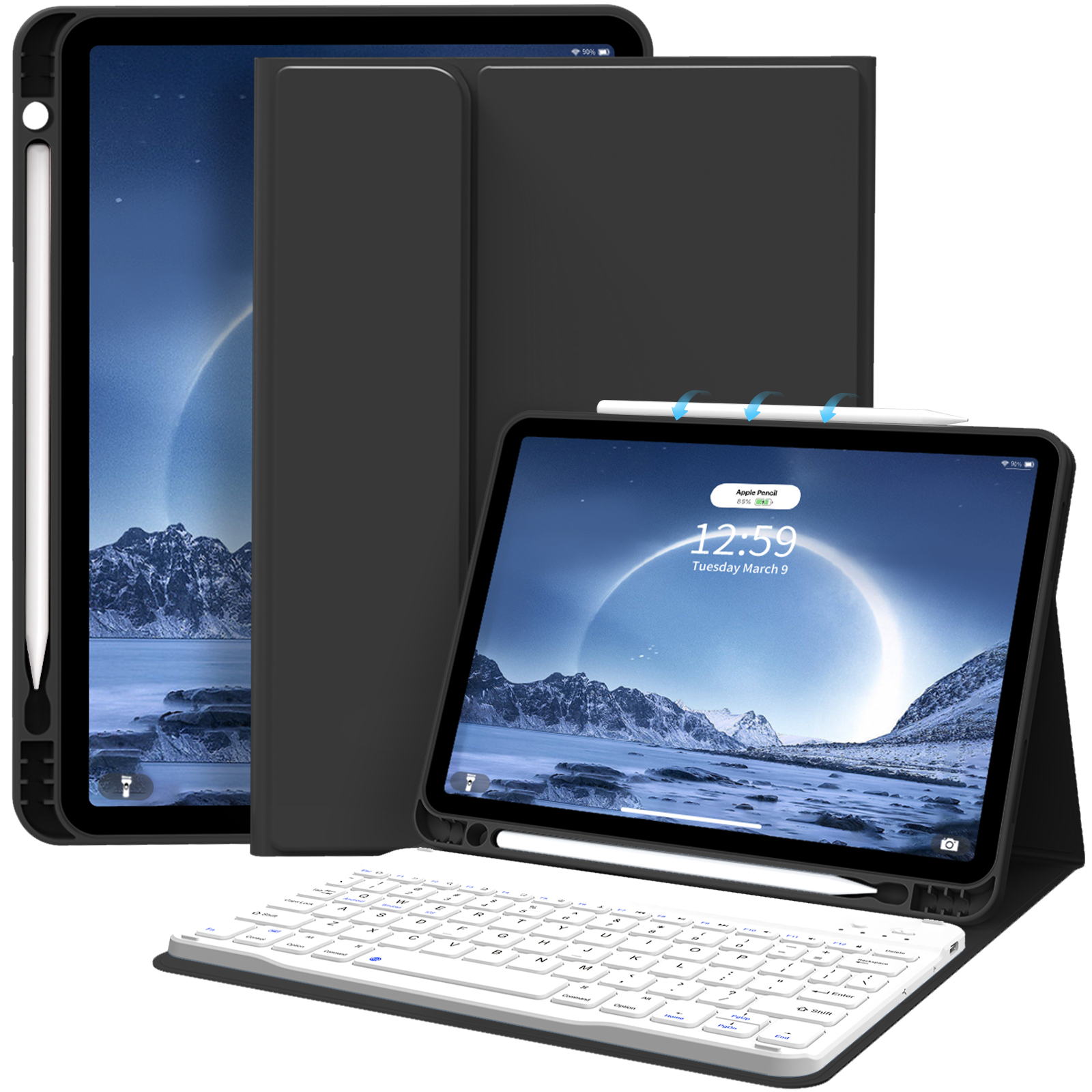 High quality Pu Leather Cover Shockproof Magnetic with keyboard Tablet case For iPad 4/5/6th generation 10.9 inch