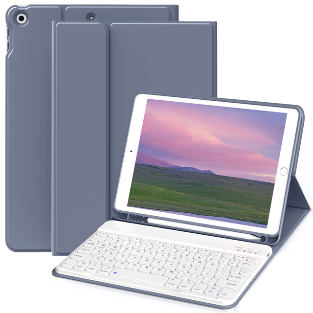 High quality Pu Leather Cover Shockproof Magnetic with keyboard Tablet case For iPad 7/8/9th generation 10.2 inch